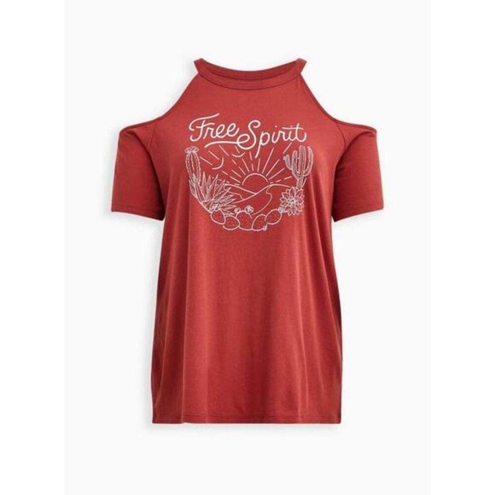 Torrid Free Spirit Desert Graphic Cold Shoulder Boho Western Relaxed Top 0 - Picture 3 of 9